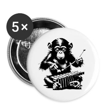 Cute Little Monkey | Orchestra in Banksy style - Buttons large 2.2''/56 mm (5-pack) - white - Front