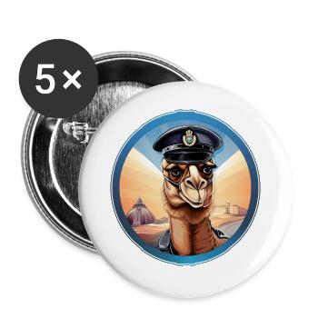 Chameau de la police - Lot de 5 grands badges (56 mm) - blanc - Devant