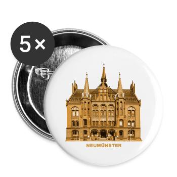 Hôtel de ville de Neumünster Ville du cheval Schleswig-Holstein - Lot de 5 grands badges (56 mm) - blanc - Devant