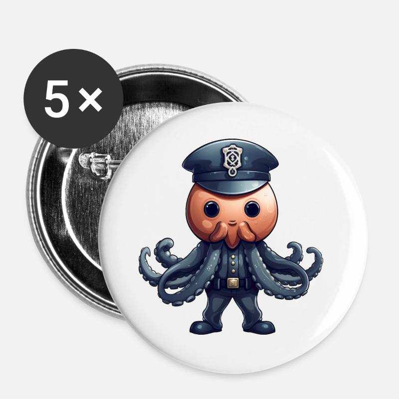 Squid Policewoman - Buttons large 2.2''/56 mm (5-pack) - white