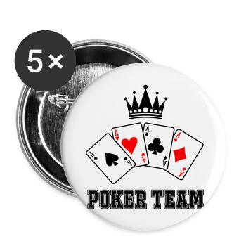 Équipe de poker - Lot de 5 grands badges (56 mm) - blanc - Devant