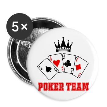Équipe de poker - Lot de 5 grands badges (56 mm) - blanc - Devant
