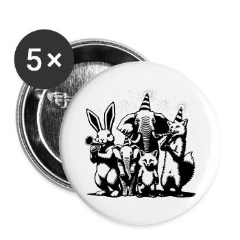 Célébration des gens de la fête | Fêtards - Lot de 5 grands badges (56 mm) - blanc - Devant