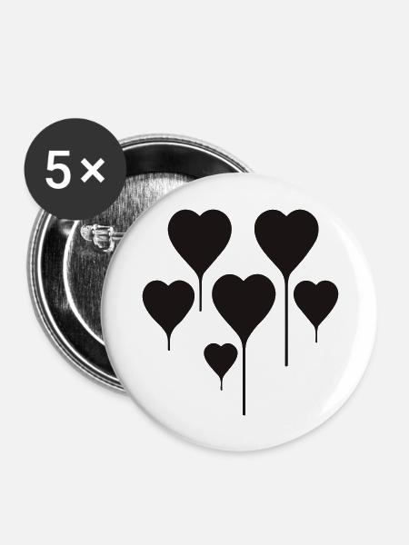 Herzen der Liebe - Buttons groß 56 mm (5er Pack) - Weiß