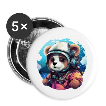 Cute bear in astronaut style. Bear Outfit - Buttons large 2.2''/56 mm (5-pack) - white - Front