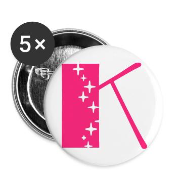Buchstabe K Glitzer - Buttons groß 56 mm (5er Pack) - Weiß - Vorne