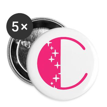 Buchstabe C Glitzer - Buttons groß 56 mm (5er Pack) - Weiß - Vorne