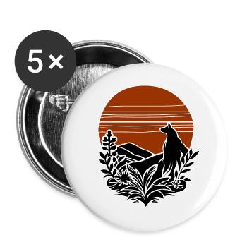 vintage wolf - Buttons groß 56 mm (5er Pack) - Weiß - Vorne