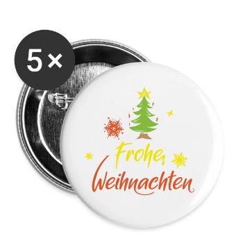 frohe weihnachten Weihnachtsbaum Schnee Stern icon - Buttons groß 56 mm (5er Pack) - Weiß - Vorne