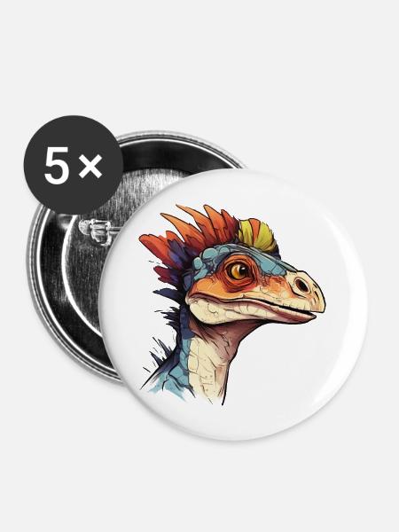 Der coolste Dino der Welt! - Buttons groß 56 mm (5er Pack) - Weiß