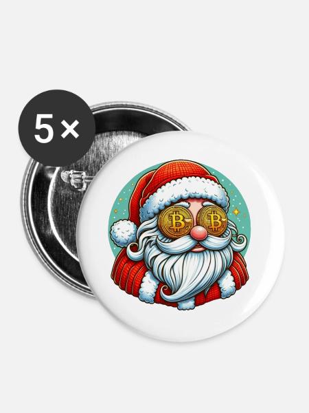 Crypto Santa - Buttons groß 56 mm (5er Pack) - Weiß