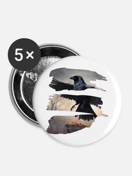 Dunkle Krähe zerrissen - Buttons groß 56 mm (5er Pack) - Weiß