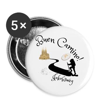 Jakobsweg- Buen Camino - Buttons groß 56 mm (5er Pack) - Weiß - Vorne