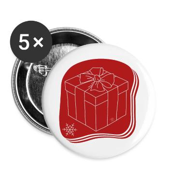 "Gift", Boho Line Art Design, Series "Xmas" - Buttons large 2.2''/56 mm (5-pack) - white - Front