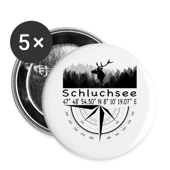 Koordinaten Schluchsee - Buttons groß 56 mm (5er Pack) - Weiß - Vorne