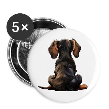 Dackel - Buttons groß 56 mm (5er Pack) - Weiß - Vorne