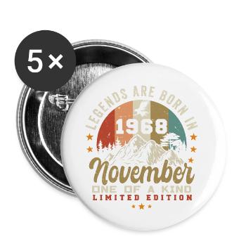November 1968 Geburtstagsgeschenk - 1968 november - Buttons groß 56 mm (5er Pack) - Weiß - Vorne