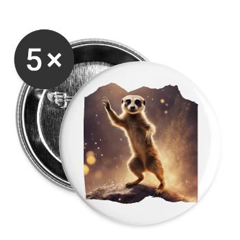 Tanzendes Erdmännchen in Glitzer - Buttons groß 56 mm (5er Pack) - Weiß - Vorne
