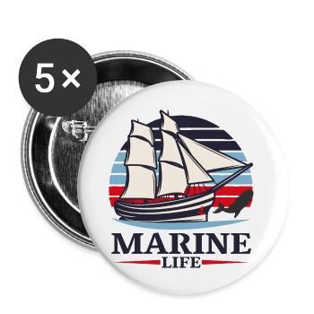 sailing, boat, marine, see - Buttons groß 56 mm (5er Pack) - Weiß - Vorne