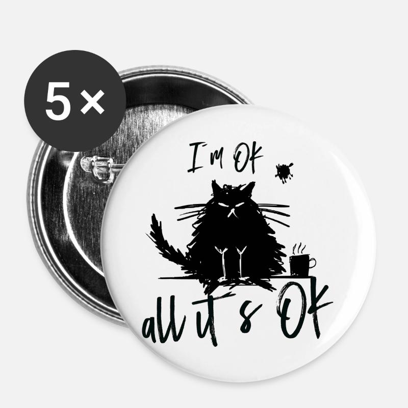 Cat funny funny - Buttons large 2.2''/56 mm (5-pack) - white