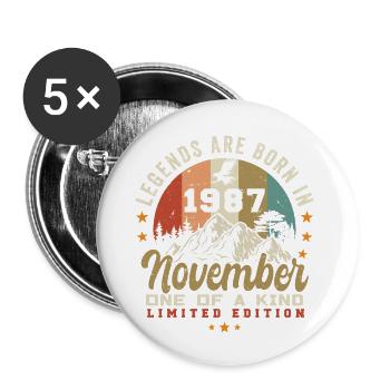 Cadeau d’anniversaire novembre 1987 - Novembre 1987 - Lot de 5 grands badges (56 mm) - blanc - Devant