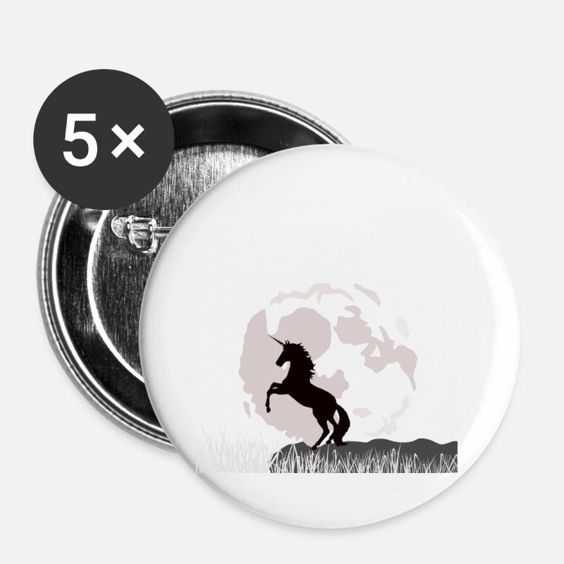 Moonlight unicorn over grassy landscape - Buttons large 2.2''/56 mm (5-pack) - white