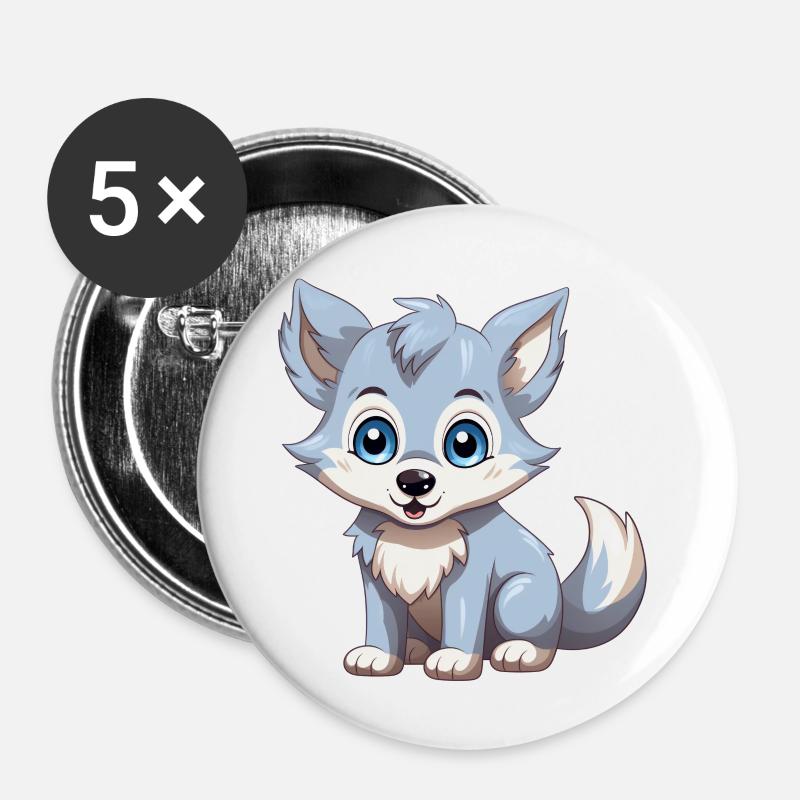 Cute wolf cub - Buttons large 2.2''/56 mm (5-pack) - white