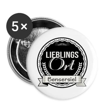 Lieblingsort Bensersiel - Buttons groß 56 mm (5er Pack) - Weiß - Vorne