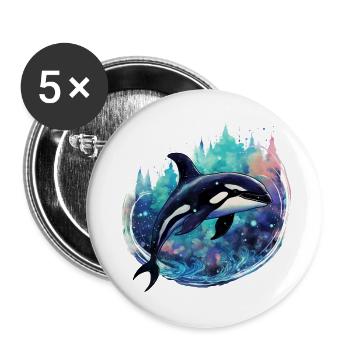 Orca for Sea Animals Fans, Gift Holiday Whale - Buttons large 2.2''/56 mm (5-pack) - white - Front
