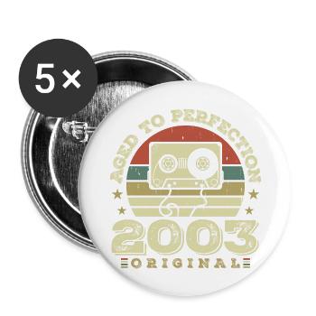 Original Vintage Jubiläumsgeschenkidee 2003 - Buttons groß 56 mm (5er Pack) - Weiß - Vorne