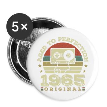 Idée Cadeau Anniversaire Vintage Original 1965 - Lot de 5 grands badges (56 mm) - blanc - Devant