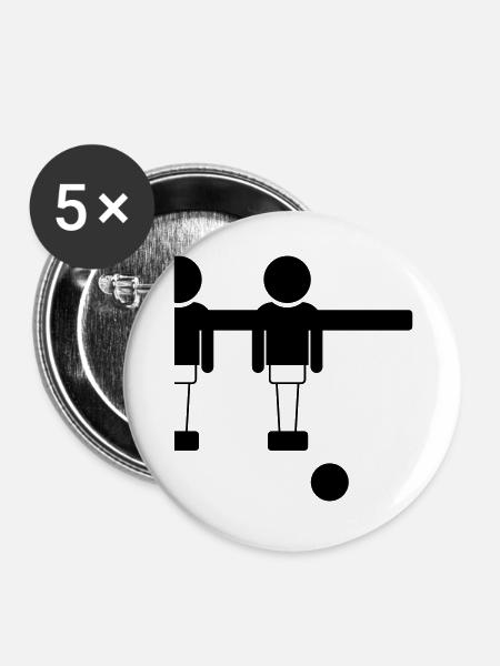 Retro Tischfussball Kicker Design - Goal Getter - Buttons groß 56 mm (5er Pack) - Weiß