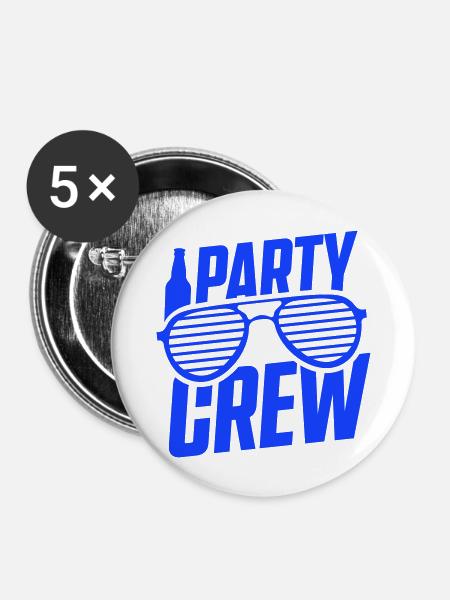 party crew - Buttons groß 56 mm (5er Pack) - Weiß