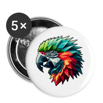 Parrot in Polygon Design Colorful - Buttons large 2.2''/56 mm (5-pack) - white - Front