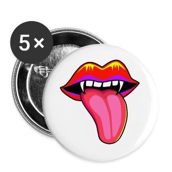 Bouche avec des dents de vampire - Lot de 5 grands badges (56 mm) - blanc - Devant