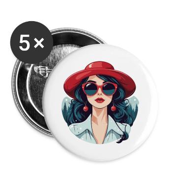 Girl Christmas Illustration - Buttons large 2.2''/56 mm (5-pack) - white - Front