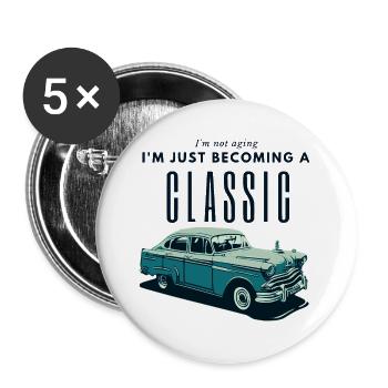 Classic Car Age Nostalgia Design - Buttons large 2.2''/56 mm (5-pack) - white - Front