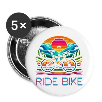 Ride Bike - for cycling fans. - Buttons large 2.2''/56 mm (5-pack) - white - Front