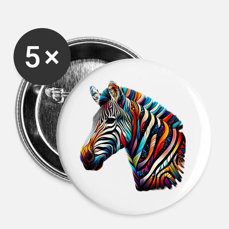 Zebra - Buttons groß 56 mm (5er Pack) - Weiß