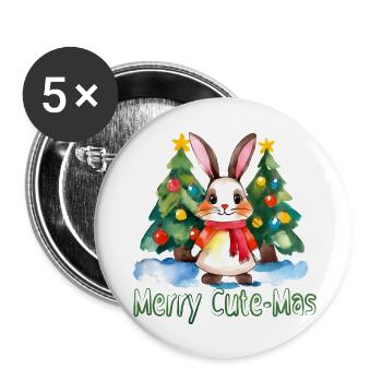 Joyeux lapin mignon - Lot de 5 grands badges (56 mm) - blanc - Devant