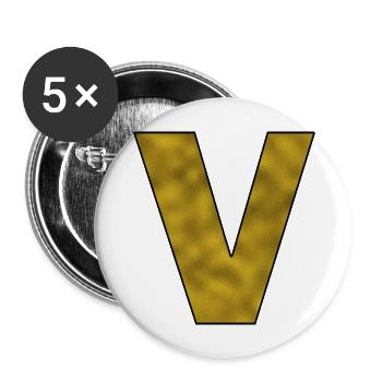 Lettre V Or - Lot de 5 grands badges (56 mm) - blanc - Devant
