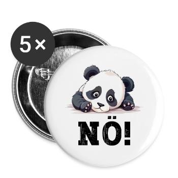 Nö Einfach Nö No Nein Panda Bär Süß Lustig Spruch - Buttons groß 56 mm (5er Pack) - Weiß - Vorne