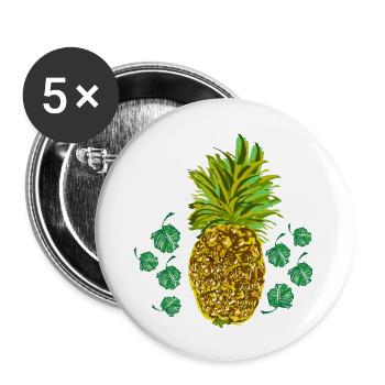 Ananas - Buttons groß 56 mm (5er Pack) - Weiß - Vorne