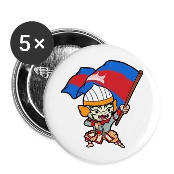 Temple du Cambodge Khmer Vintage drapeau je cadeau - Lot de 5 grands badges (56 mm) - blanc - Devant