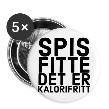 Iss Muschi, es ist kalorienfrei - Buttons groß 56 mm (5er Pack) - Weiß - Vorne