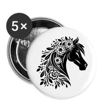 Horse Head Flowers - Buttons large 2.2''/56 mm (5-pack) - white - Front