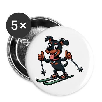 Chien American Staffordshire Terrier Ski Skieur - Lot de 5 grands badges (56 mm) - blanc - Devant