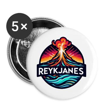 Ausbruch des Vulkans Reykjanes in Island. Vulkan - Buttons groß 56 mm (5er Pack) - Weiß - Vorne