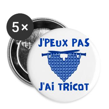tricot, tricoter, laine - Lot de 5 grands badges (56 mm) - blanc - Devant