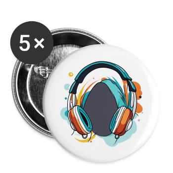 Headphones / Audio / Music / Sound / Studio / Cool - Buttons large 2.2''/56 mm (5-pack) - white - Front